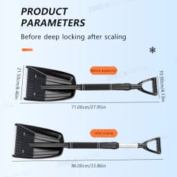 SEAMETAL Detachable Telescopic Winter Snow Ice Shovel Portable ABS Plastic Collapsible Snow Shovel for Outdoor Car Cleaning Tool