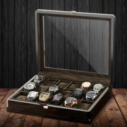 M&Q Solid Wood Watch Storage Box With Clear View Window Metal Latch Handmade Wristwatch Display Organizer Watch Gift Box