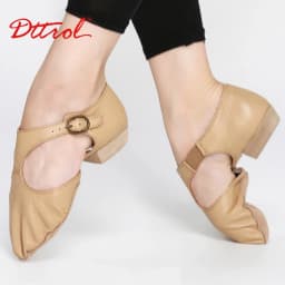 Genuine Leather Stretch Jazz Dance Shoes For Women T Strap Ballet Lyrical Dancing Shoe Teachers's Dance Sandals Excercise Shoe