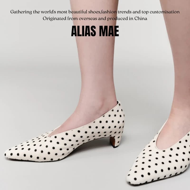 ALIAS MAE 2026 Early Spring New Spotted Horsehair Pointed Low Heel Women's Shallow Mouth Casual Versatile Single Shoes