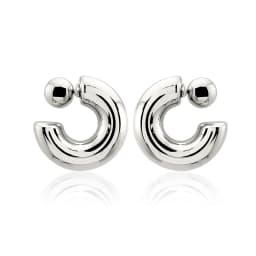 2025 New Fashion Exaggerated Earrings for Women 16K Gold Silver Plated Chunky Ball C Hoop Shaped Earring Stainless Steel Jewelry