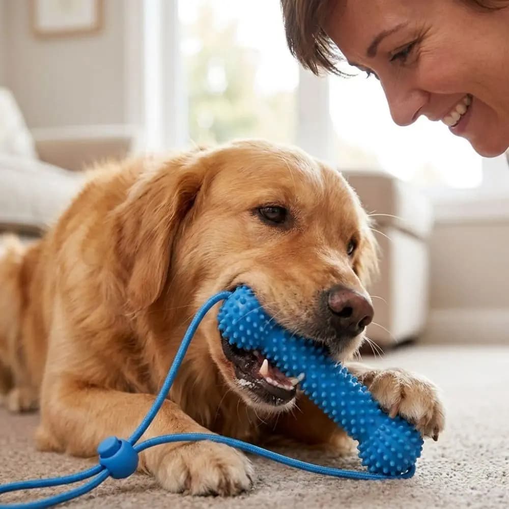 Bite-Resistant Dog Teething Stick Anti-choking Chew-resistant Pet Teeth Cleaning with Rope Dog Chew Stick Interactive Tug
