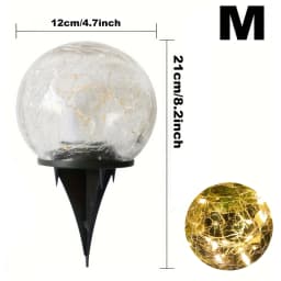 Solar Cracked Glass Ball Lights Outdoor, IP65 Waterproof Color Changing LED Garden Globe Decor for Pathway, Lawn, Patio and Yard