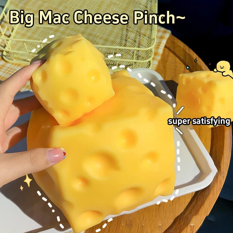 Slow Rising Squishy Cheese Squeeze Toy Stress Relief Decompression Ornament Soft Pinch Fidget Toy For Office Home Relaxation