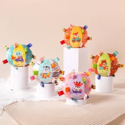 Baby Rattles Toys Soft Plush Hand Rattles Hand Grip Ball Animal Pattern Rattles Shaker for 3 6 9 12 Months Plush Vocal Toy
