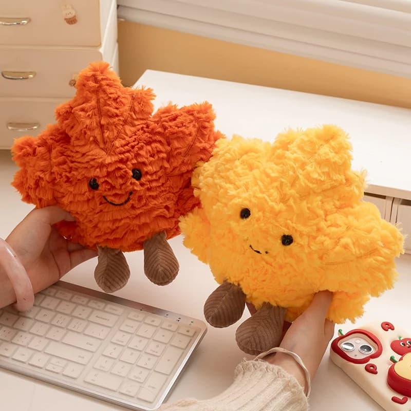 Kawaii Maple Leaf Plush Toy Cute Autumn Leaf Stuffed Plant Doll Soft Home Decor Cuddly Plushies Gift For Girl