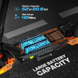 Electric Scooter 2400W Dual Motor, 52V 20.8Ah Battery, 40 Miles Range, 10" Off-Road Tires, Oil Disc Brake