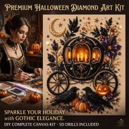 Dowmoo Canvas Halloween Diamond Art Kit Nano Pearlescent Fabric Wood Acrylic Shiny Soft Sturdy Relieve Stress Vivid Craft Set