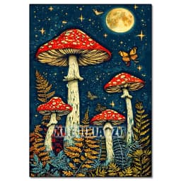 5D Diamond Painting Kit Mushroom Butterfly Art Picture Mosaic Gem Cross Stitch Home Living Room Decorative Painting Gift