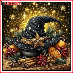 HUACAN Magic Hat Diamond Handmade Painting Cross Stitch Full Set Wall Decor Craft Art Home Decoration
