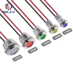6mm 8mm 10mm 12mm 14mm 16mm 19mm 22mmWaterproof IP67 Metal LED Warning Indicator Light Signal Lamp Pilot Wire 3V 12V 24V 48V
