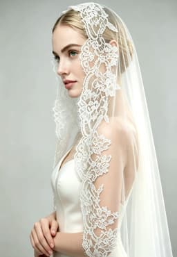 Customized 1 Tier Mantilla Wedding Veil 3M Long Full Lace Edge Cathedral Bridal Veils Wedding Accessories Doda Velo De Novias
