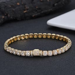 5mm Iced Tennis Chain Bracelet Bling Zircon Cluster Diamond 18k Gold Plated Bracelet for Women Men Hip Hop Jewelry