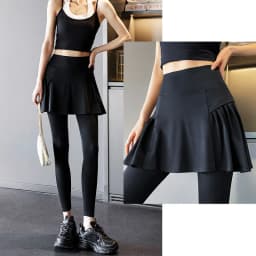 Aiithuug Side Ruched Women Tennis Skirted Leggings with Pockets Capris Yoga Leggings with Skirts Tennis Pickleball Clothing