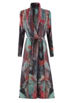 LANMREM Niche Trend Printed Windbreaker Women's 2025 New Loose Oversized Long Sleeved Pleated Trench Cardigan Long Coat 2DB2481