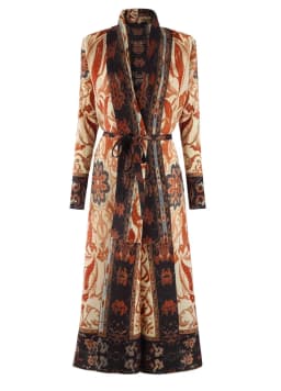 LANMREM Niche Trend Printed Windbreaker Women's 2025 New Loose Oversized Long Sleeved Pleated Trench Cardigan Long Coat 2DB2481