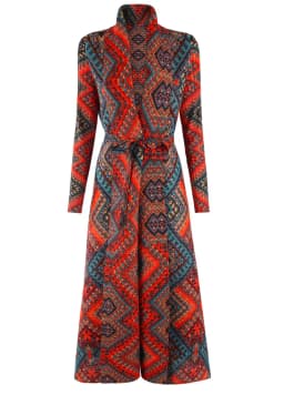 LANMREM Niche Trend Printed Windbreaker Women's 2025 New Loose Oversized Long Sleeved Pleated Trench Cardigan Long Coat 2DB2481