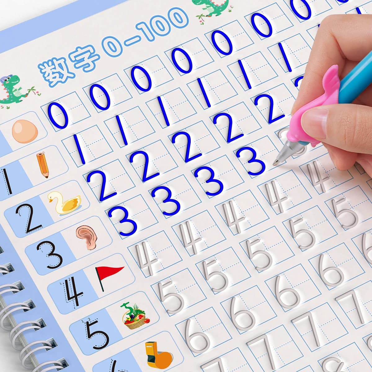 Reusable Children 3D Copybook For Calligraphy Numbers Handwriting Copybooks Learning Math Writing Practice Book For Kids