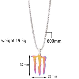 Hip-Hop Style Demon Claw Necklace Titanium Steel Pendant Unique Fashion Accessory for Parties Gift for Women And Men