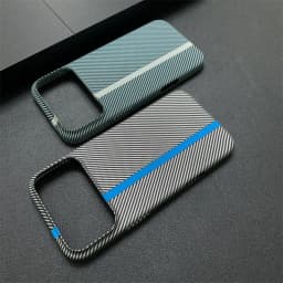 Contrast Clash Color Carbon Fiber Thin Matte Case for iPhone 17 Pro Max 16 15 14 13 12 11 Stripe Pattern Shockproof Bumper Cover