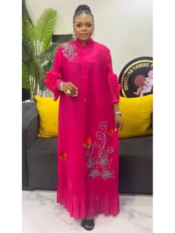 ANLAN Fashion Print Pleated Long Dress Women Lapel Floral Sleeves Design Single Breasted A-line Dresses 2025 Summer New 5AN6018
