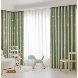 Cartoon Green Animal Lamb Embroidery Kids Bedroom Privacy Curtains ,Boys Girls Room Thickened Chenille Blackout Windows Drapes