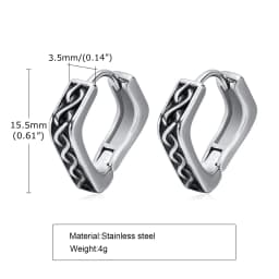 Punk Viking Hoop Earrings for Men Boys,Vintage Celtic Knot Stainless Steel Huggies Earrings,Hip Hop Cool Street Jewelry Gifts