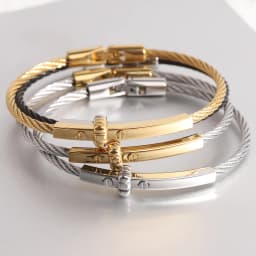 Trendy Braided Wire Bracelet with Metal Bar Accent - Durable Magnetic Lock Jewelry for Men & Women