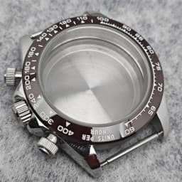 VK63 Watch Case with Sapphire Glass Stainless Steel Case with Ceramic Bezel Men's Watch Accessories for VK63 Quartz Movement
