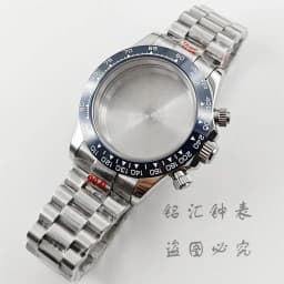 VK63 40mm Daytona Black Bezel Presidential Bracelet Watch Case Sapphire Glass Watch Accessories for VK63 VK64 Quartz Movement