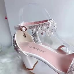 7CM 34-43 Rhinestone Sandals for Women Summer Peep Toe Sandals Ladies Fashion String Bead High Heels Sexy Wedges Wedding Shoes