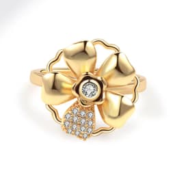 Anti-Stress And Anxiety Ring For Women Plant Flower Gold Colour Rotate Freely Fidget Metal Spinner Adjustable Open Rings Anillo