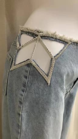 ReddaChic Star Hollow Low Waist Jeans Tall Girl ICON Glitter Diamond Loose Fit Wide Denim Leg Pants New In Hot Women Streetwear