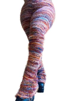 CM.YAYA Women Streetwear Knit Ribbed Striped Keep Warm Winter Flare Pants 2024 Fashion Active High Waist Trousers