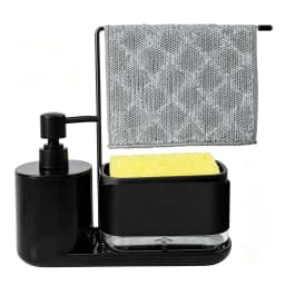 Dual Soap Dispenser with Sponge And Dishcloth Holder Kitchen Hand Dish Soap Dispenser with Tray Multi-Functional Kitchen Soap