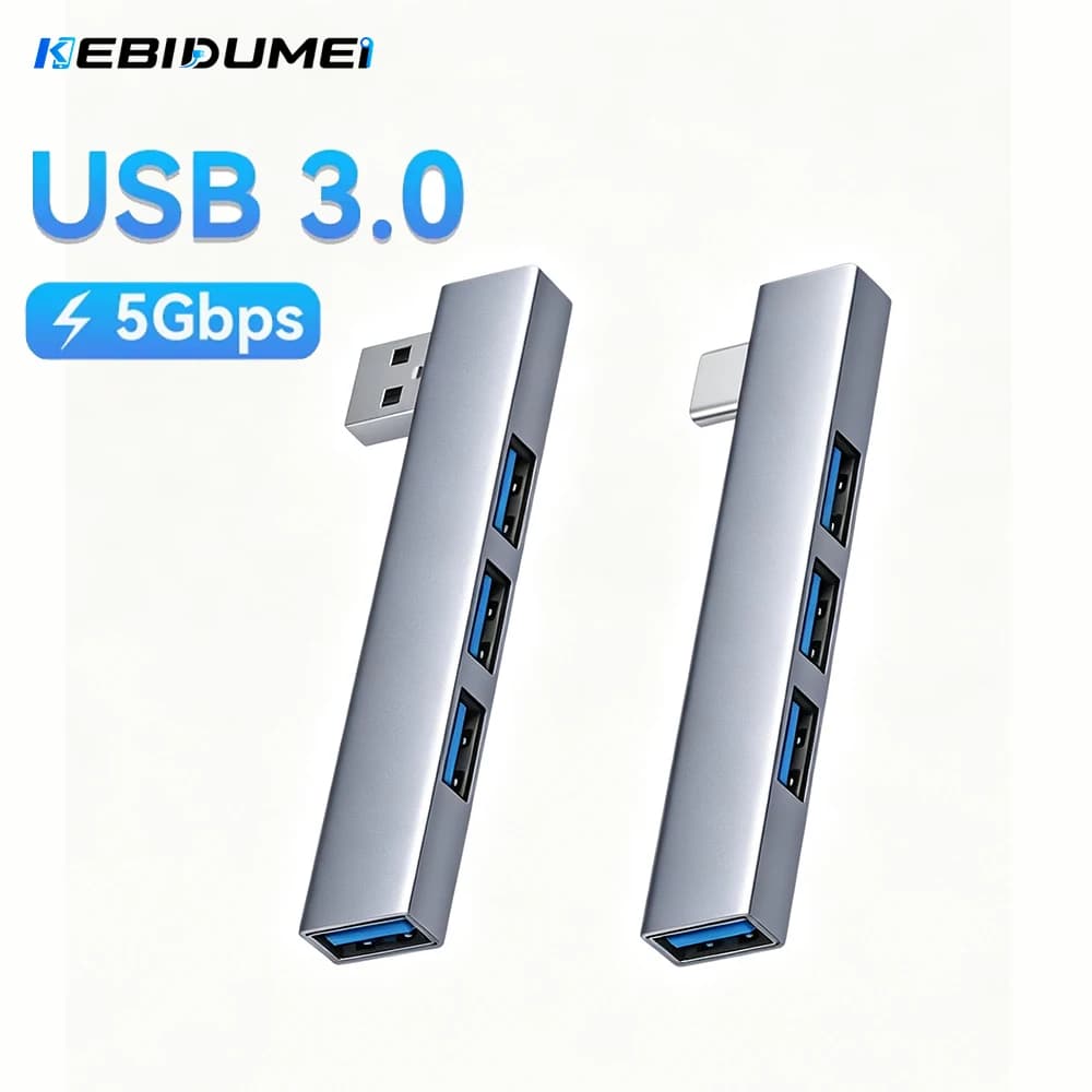 KEBIDUMEI USB Hub 4 Ports USB Type C to USB 3.0 Hub 5Gbps Transfer OTG Adapter Splitter for PC Laptop MacBook Pro USB C Hub