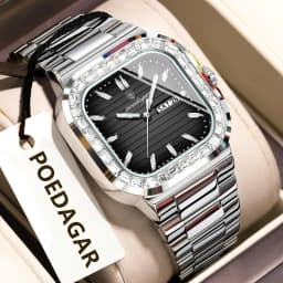 POEDAGAR Square Fashion Men's Watch Date Week Waterproof Luminous Quartz Man Watch Stainless Steel Luxury Sports Watches For Men