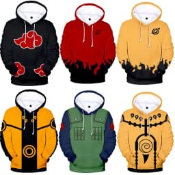 Bandai Naruto 3D Anime Hoodie – Men's Streetwear, Cosplay, Harajuku & Y2K Style – Trendy & Comfortable
