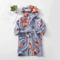 Kids Coral Velvet Bathrobe Baby Girls Boy Cartoon Fleece Pajamas Children Soft Bath Robe Nightgown Teenager Toddler Clothing