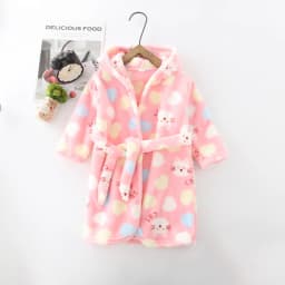 Kids Coral Velvet Bathrobe Baby Girls Boy Cartoon Fleece Pajamas Children Soft Bath Robe Nightgown Teenager Toddler Clothing