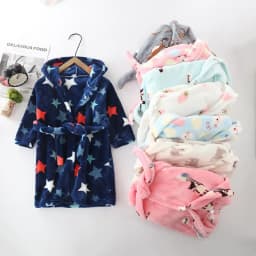 Kids Coral Velvet Bathrobe Baby Girls Boy Cartoon Fleece Pajamas Children Soft Bath Robe Nightgown Teenager Toddler Clothing