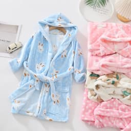 Kids Coral Velvet Bathrobe Baby Girls Boy Cartoon Fleece Pajamas Children Soft Bath Robe Nightgown Teenager Toddler Clothing