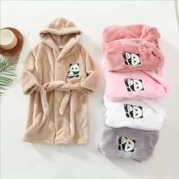 Kids Coral Velvet Bathrobe Baby Girls Boy Cartoon Fleece Pajamas Children Soft Bath Robe Nightgown Teenager Toddler Clothing
