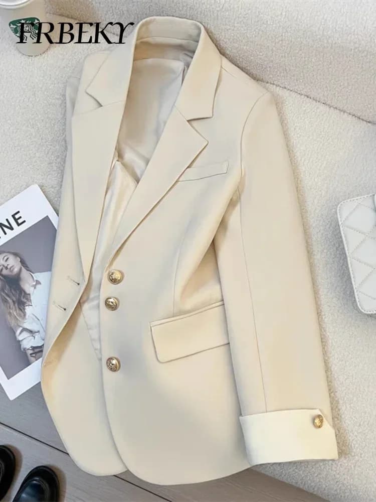 Blazer Woman Korean Fashion Spring Autumn New Solid Color Suit Jacket Leisure Temperament Senior Sense of Ladies Suit Streetwear