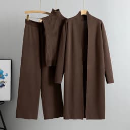 2026 Winter And Autumn Fashionable Elegant Women's Knitted 3-Piece Set cardigan Women's Sweater Women's Wide Leg Pants