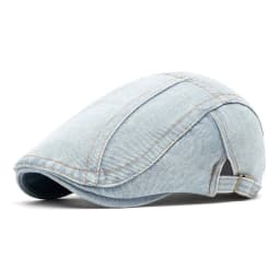 Four Seasons Retro Beret for Men and Women British Fashion Eight-Character Stitching Washed Denim Peaked Cap Forward Hat Trendy
