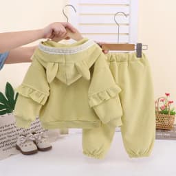 Baby Cute Casual Suits Children Comfortable Hooded Coat+Pants 2Pc Outfits Girls Spring Autumn Outdoor Versatile Daily Clothes