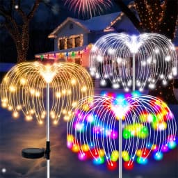 Solar Starburst Firework Stake Lights 60-420LED 8 Modes Waterproof IP54 Rating Garden Yard Pathway Warm White White Colorful Day