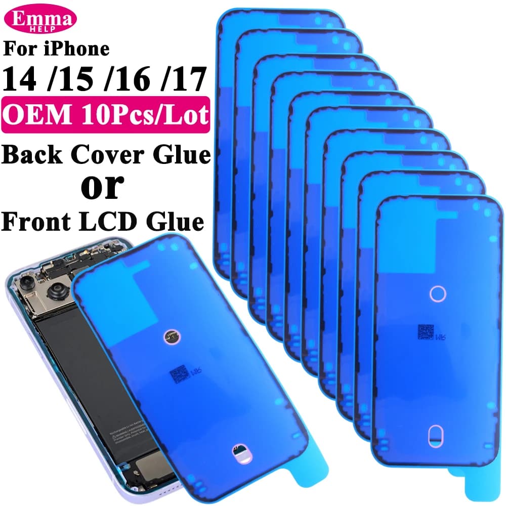 10pcs Waterproof Seal Sticker Back Cover Side For iPhone 16 Plus 15 Pro Max 14 17E Front LCD Display Adhesive Glue