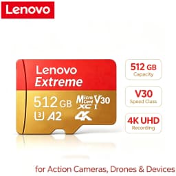 Lenovo Micro SD Card 512GB Class 10 High Speed Memory Card 128GB TF Flash Card U3 V30 Mini SD Card For Cameras Phones Dones